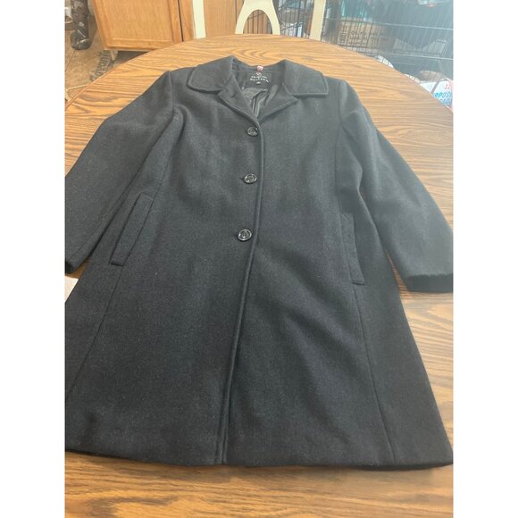 Collection by Gallery black wool button front collared coat size Medium - Picture 3 of 9